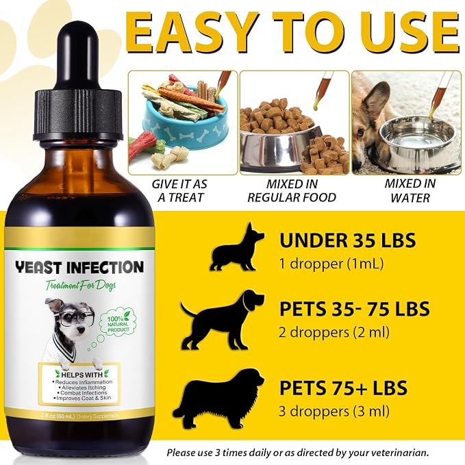 VOSIFSDIY Yeast Infection Treatment for Dogs, Natural Dog Yeast Infection Treatment Supports Itch Relief, Ear Infection, Allergy Relief, Pet Supplies Dog Herbal Supplement, Bacon Flavor-2PCS
