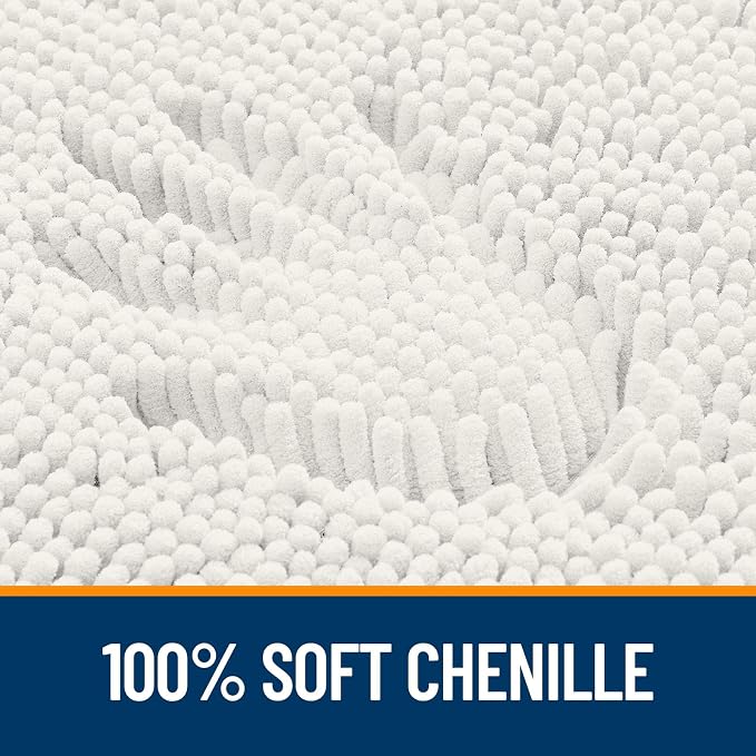 OLANLY Large Bathroom Rugs 40x32, Extra Soft Absorbent Chenille Bath Rugs, Rubber Backing Quick Dry, Machine Washable Bath Mats for Bathroom Floor, Tub and Shower, Home Decor Accessories, Ivory