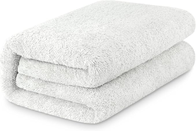 DecorRack Premium Jumbo Bath Sheet, 40 x 80 Inches, 100% Combed Ringspun Cotton, Super Plush, Ultra Absorbent and Quick Dry, Extra Large, Super Soft Hotel Quality Oversized Bath Towel, Silver
