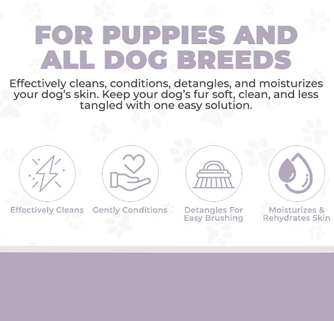 4-in-1 Dog Shampoo Dog Shampoo, Conditioner & Detangler - Best Shampoo for Goldendoodles, Poodles & Doodles - for Matted Pet Hair - Made in The USA, 16OZ, Lavender [We Love Doodles]