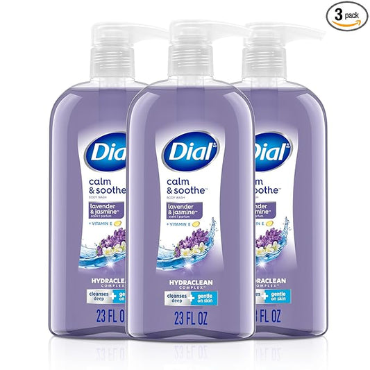 Dial Body Wash, Calm & Soothe Lavender & Jasmine Scent, 23 fl oz, Pack of 3