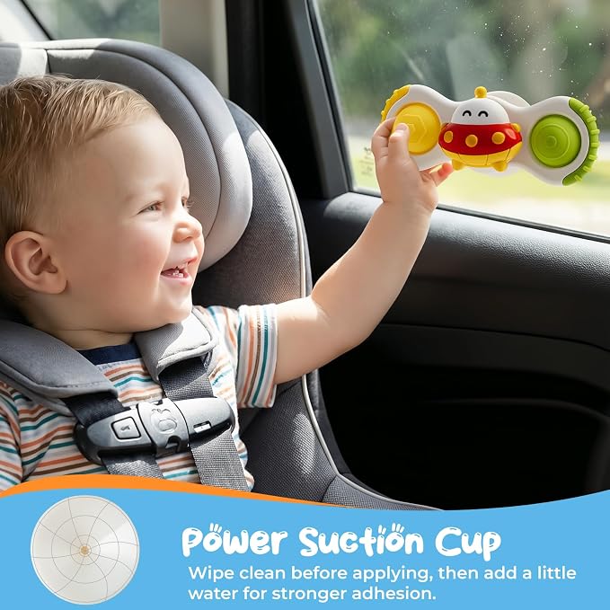 Baby Rocket Suction Cup Spinner Travel Toys for Kids Ages 1-3, Fidget Spinner Toys for 1 Year Old Boy Girl 12 Months, Sensory Bath Toy for Toddlers Infants Birthday Gifts