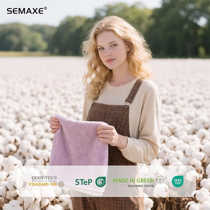 SEMAXE 4-Pack Purple Cotton Hand Towels for Bathroom with Hanging Loops | Sink-side towels for drying hands and face, ideal for bathrooms, guest baths, powder rooms, OEKO-TEX certified, easy care