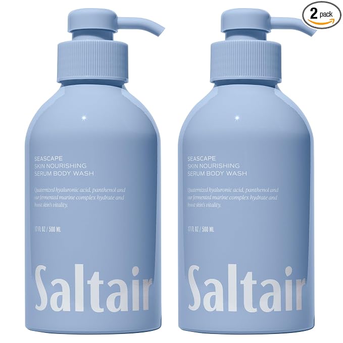 Saltair Body Wash 2-Pack – Moisturizing Body Wash with Hyaluronic Acid & Vitamin B5 – Scented Shower Gel for Women and Men – Seascape Scent, 2x 17oz – Vegan, Cruelty-Free, Paraben-Free