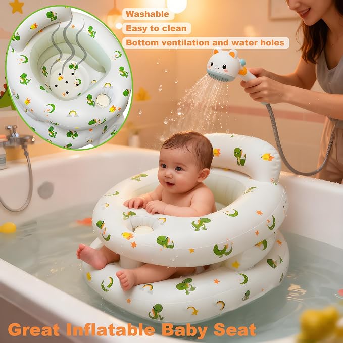 EXBEPE Thickened Inflatable Baby Seat, Sit Me Up Floor Seat for Babies 3-36 Months with Tray, Sitting Support Infant Chair, Built in Air Pump
