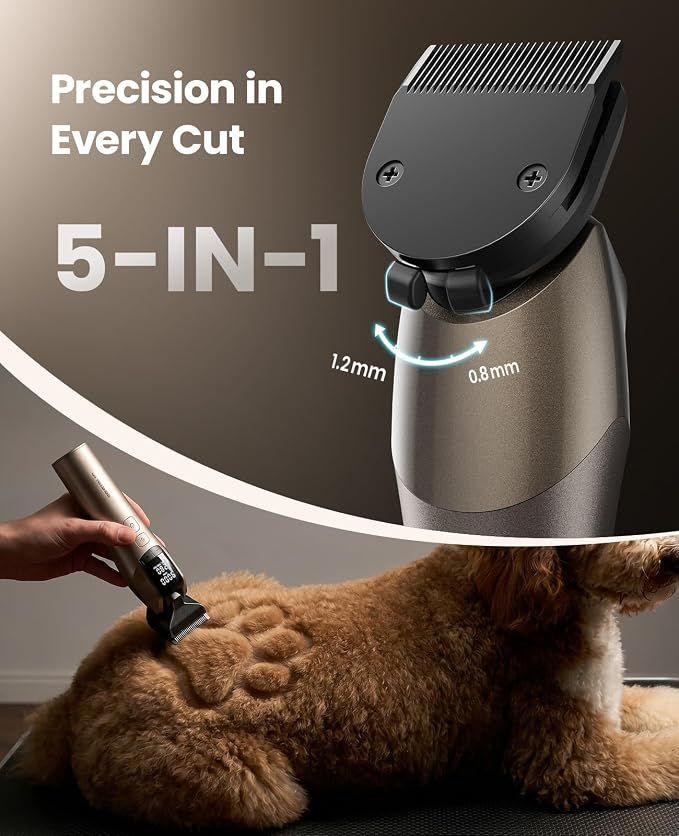 oneisall Dog Clippers for Grooming Thick Hair, Professional 9000RPM 5 Speed with 5 in 1 DLC Blade, 280min Cordless, Low Noise Dog Grooming Kit with 8 Metal Combs Carring Case for Dogs Cats Pet | 280Min Cordless. Low Noise. 5 in 1 DLC Blade.8 Metal Comb...