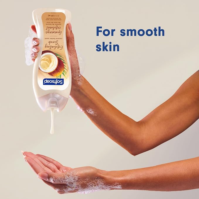 Softsoap Body Wash, Coconut Butter Scrub , Exfoliating Body Wash, 20 Ounce, 4 Pack