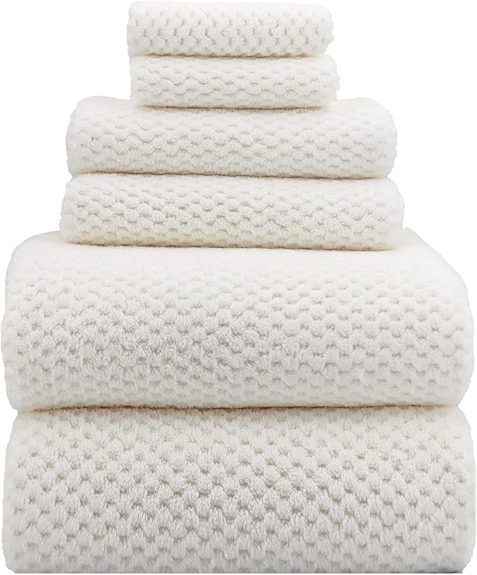 YTYC Towels, 39x78 Inch Oversized Bath Sheets for Adults Luxury Extra Large Bath Towels Sets of 6 Super Soft Shower Towels for Bathroom Microfiber 80% Polyester (White,6 Piece)
