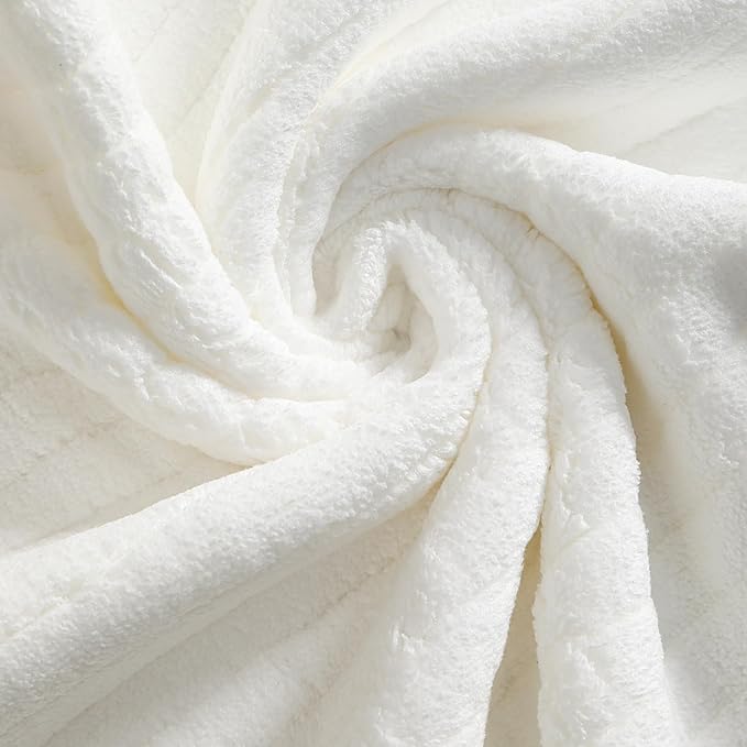 YTYC 39x78 Bath Sheets Extra Large Bath Towels Set for Adults Super Soft Absorbent Striped Microfiber Oversized Bathroom Towels - White, 6 PCS