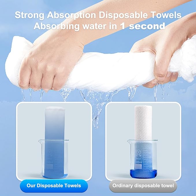 Disposable Towels 100 Count, 32"x16" Ultra Absorbent & Soft Disposable Body Towels, Single-Use Cleaning Towels, Suitable for Home, Salon, Travel, Comping, Gym, Pet, Bulk Towel