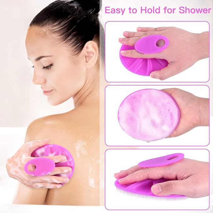 INNERNEED Silicone Body Cleansing Brush Exfoliating Scrubber, Purple | Gentle Massage, Deep Clean, Hygienic Shower Scrub Brush Soft Bristles for All Skin Types, Easy to Hold