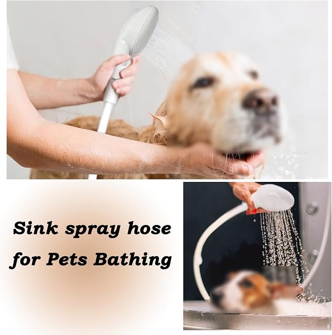 5m/16.4ft Sink Spray Rubber Hose Portable Faucet Sprayer Garden, Shampoo Sprayer Handheld Shower Head Spray Hose Attachment for Dog, Pets, Bathing Baby, Washing Hair, Rinsing Vegetables