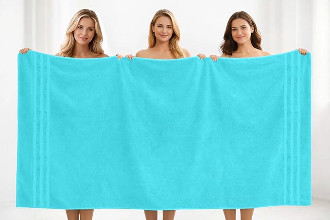 DAN RIVER 2 Pack Luxury Bath Sheets 35x70, 600 GSM, Soft & Quick Dry 100% Ring Spun Cotton Towels Ideal for Hotels, Spas, Gyms & Salons Extra Large, Turquoise