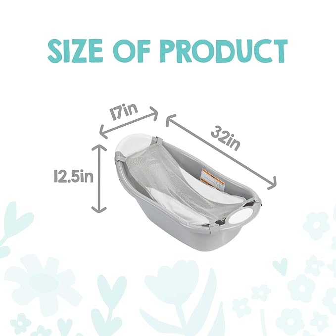 Regalo Baby Basics Infant Bath Tub with Air Mesh Sling, Adjustable Baby Bathtub for Newborn to Toddler, Baby Bath Seat Support, Easy Clean with Drying Hook