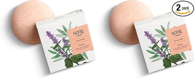Sprig by Kohler Clary Sage + Patchouli Bath Bomb, Hypoallergenic, Made with Natural Botanicals & Premium Skincare Ingredients (Shea Butter, Coconut Oil, & Kaolin Clay) to Clarify and Energize - Focus