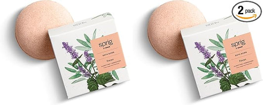 Sprig by Kohler Clary Sage + Patchouli Bath Bomb, Hypoallergenic, Made with Natural Botanicals & Premium Skincare Ingredients (Shea Butter, Coconut Oil, & Kaolin Clay) to Clarify and Energize - Focus