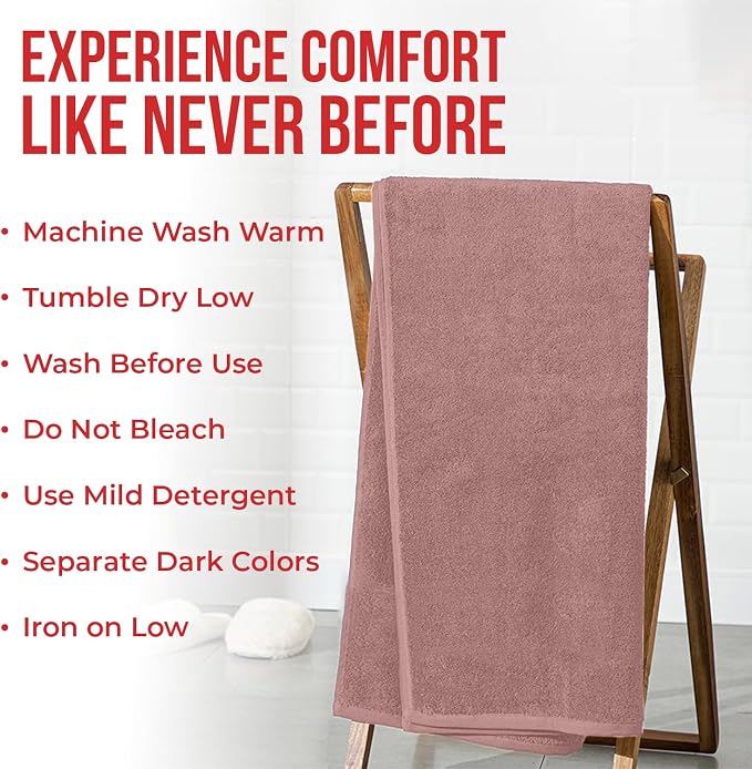 RIVERSIDE Pack of 1 Jumbo Bath Sheet 40 x 80 Inches - Extra Large Bath Towel, Super Soft & Highly Absorbent, 100% Cotton Quick Dry, Perfect to Wrap Yourself in - Dusty Rose