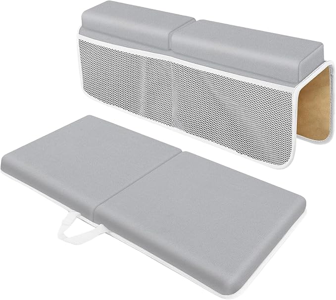 Baby Bath Kneeler and Elbow Rest Pad Set, Memory Foam Cushion with Toy Storage Organizer, Comfortable Bathtub Mat for Bathing Infant Support Non Slip Bath Time Essentials