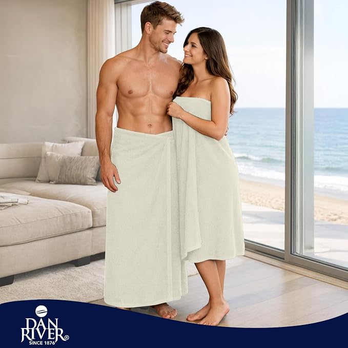 DAN RIVER Pack of 1 Bath Sheet 40x80 Inches, Extra Large Quick Dry Bath Towels, Hotel Collection Towels for Adults - Ivory