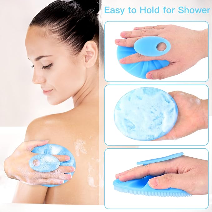INNERNEED Silicone Body Cleansing Brush Exfoliating Scrubber, DGreen+Blue | Gentle Massage, Deep Clean, Hygienic Shower Scrub Brush Soft Bristles for All Skin Types, Easy to Hold