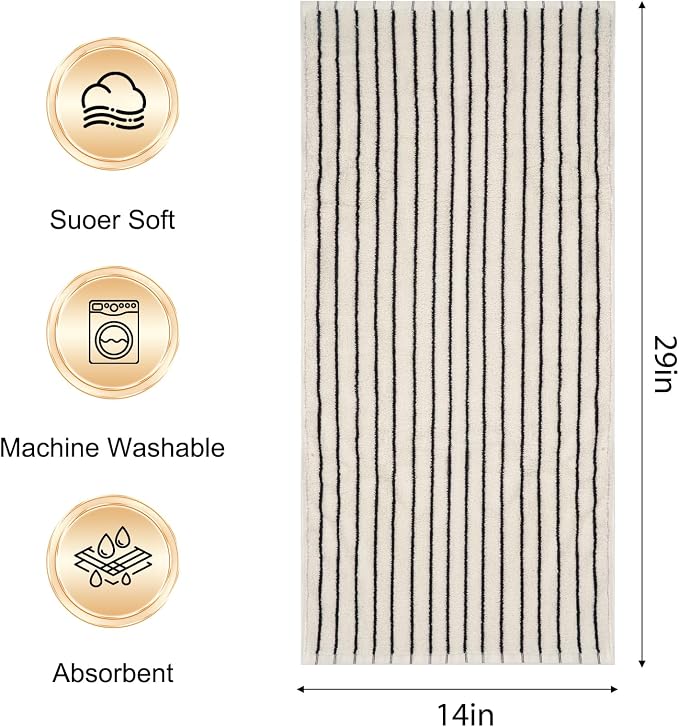 Bathroom Hand Towels Black and White Striped Hand Towels for Bathroom Premium Natural Cotton Hand Towels Soft Quick-Dry Face for Gym, and Spa 14”x 29” （4 PC
