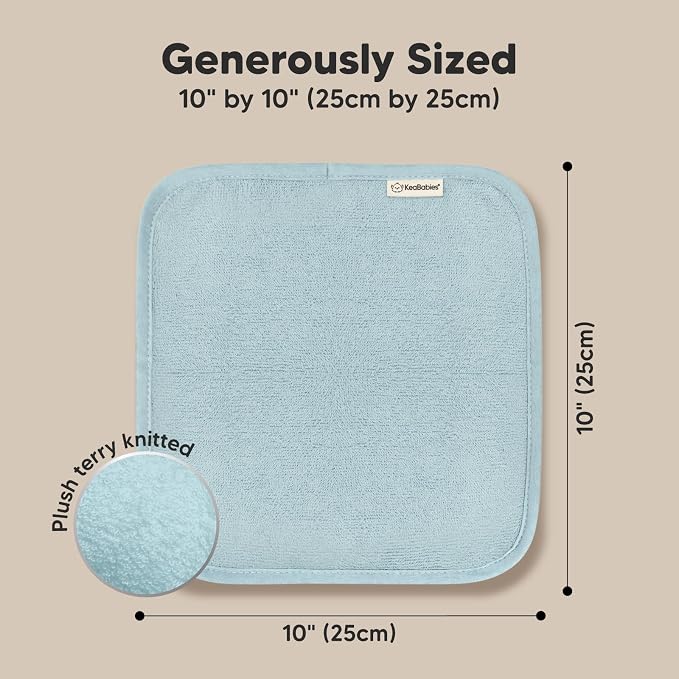 6-Pack Baby Washcloths, Soft Absorbent Washcloths for Face, Body (Sky) | Viscose from Bamboo Washcloths, Baby Towels, Newborn, Kids, Toddlers, Infant, Gentle on Sensitive Skin, 10x10, Reusable
