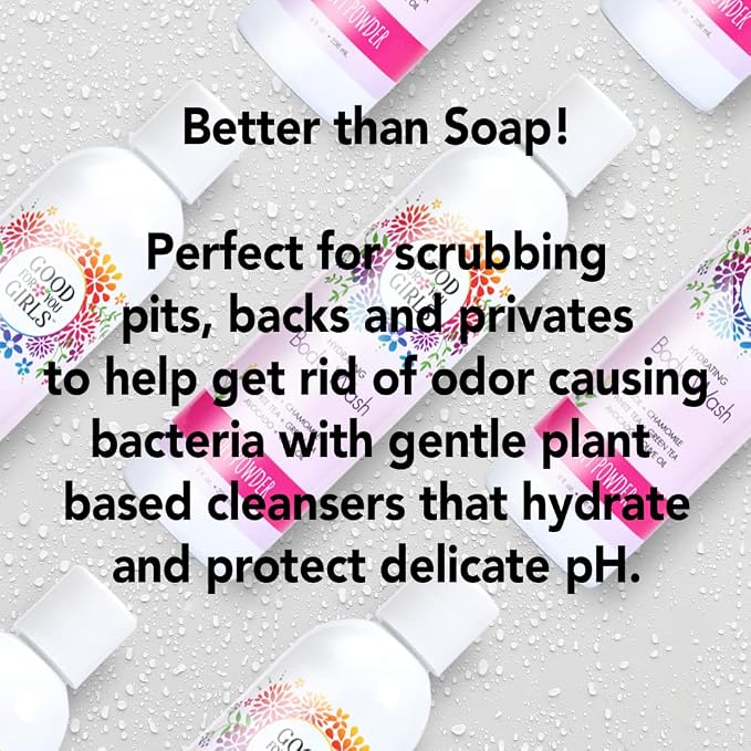 Good For You Girls Natural Body Wash with Aloe, Avocado & Jojoba Oils,Shower Gel Body Wash for Girls to Adults, Vegan and Paraben Free, Powder Scent (8 Fl oz)