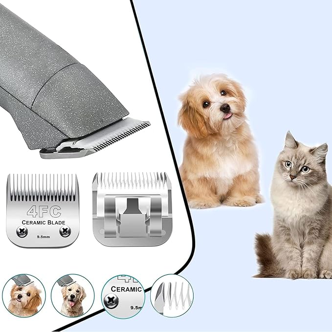 5PACK Dog Grooming Clipper Replacement Blades Compatible with Andis Clipper | For Oster A5/Wahl KM Series Dog Clipper with Ceramic Blade & Stainless Steel Blade (#10+5FC+7FC+3FC+4FC)
