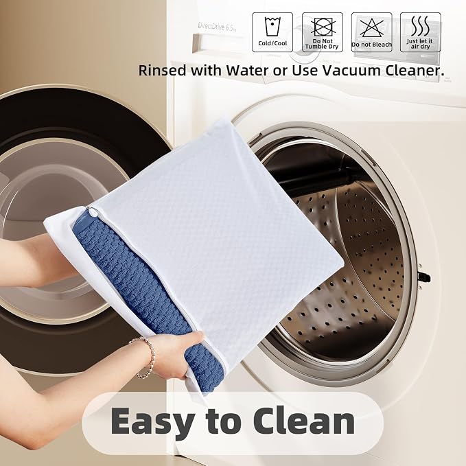 TYUU Bathroom Rugs Non Slip Washable, Super Absorbent Thin Bath Mat Quick Dry Low Pile Bathroom Rug, Navy Blue 20"x48"