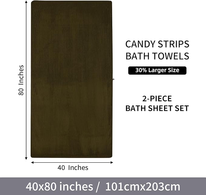 Oversized Bath Sheets 40x80 Inches Extra Large Bath Towels for Adults Super Soft Quick Dry Highly Absobent Microfiber Shower Towels for Bathroom, Pool, Gym, Yoga Towel (Brown, 2Piece)