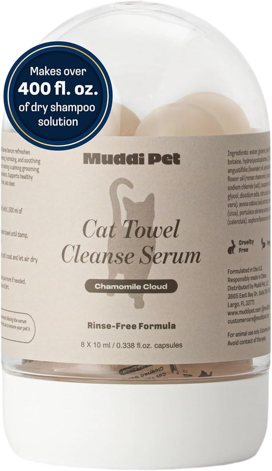 Cat Concentrated Waterless Rinse-Free Shampoo & Conditioner – DIY Dry Shampoo Spray or Towel Cleanse for Cats - Sensitive Skin, Stress & Itch Relief – 98.65% Naturally Derived