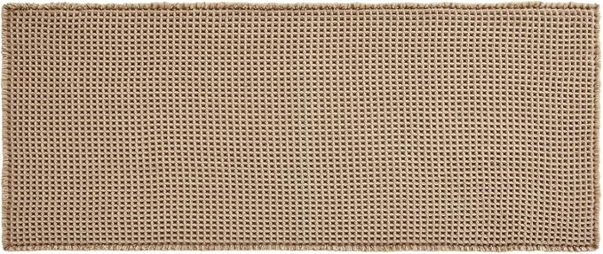 TYUU Waffle Bath Mat, Boho Bathroom Rugs Non Slip Washable Super Absorbent Quick Dry Bath Mat Farmhouse Bathroom Decor, 48"x24" Beige