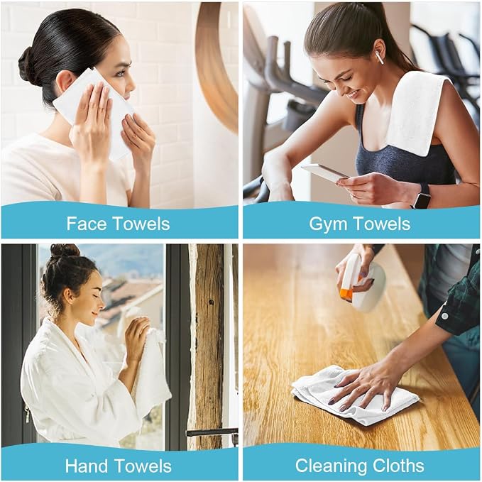 Orighty Wash Cloths, 20 Pack Face Towels, Soft Quick-Drying Washcloths, Multi-Purpose Microfiber Face Cloths for Bathroom, Gym, Spa, Hotel, Travel, 11.5"x11.5", White