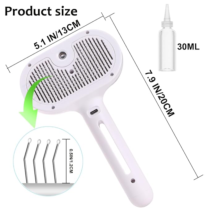 for Dogs & Cats – 3-in-1 FreshFur Shower Brush with Steam, Magic Pet Hair Grooming Tool for Long/Short Fur – Better Dog Bath Brush & Cat Steam Brush for Shedding, Detangling &Deep Cleaning