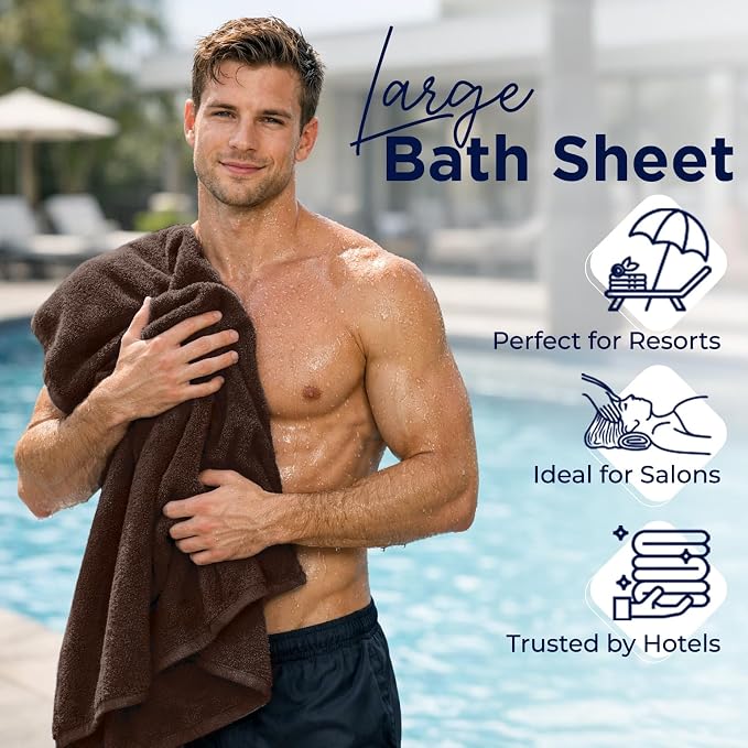 DAN RIVER 2 Pack Bath Sheets Extra Large 35x70, Large Bath Towels for Adults, XL Oversized Heavy Duty Towel Set, 600 GSM 100% Ring Spun Cotton, Soft Quick Dry, Brown
