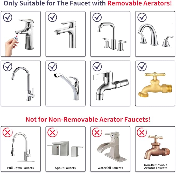 HOWUWEY Sink Hose Attachment for Faucet with 5 Adapters, Tub Faucet Sprayer Attachment, 3 Spray Modes Shower Head with ON/OFF Button, Filtered Shower Sprayer (Chrome)