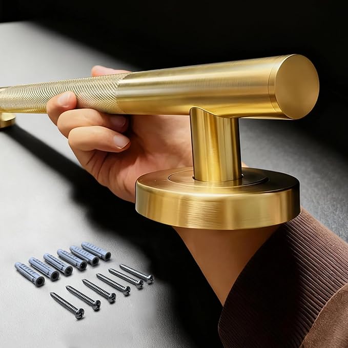 Lava Odoro Gold Shower Grab Bars, 24" Stainless Steel Bathroom Safety Grab Bar, Upgrade Anti-Slip Knurling Shower Grab for Bathtub, Shower Handle for Elderly and Handicap, ADA Compliant SG009-SG-K