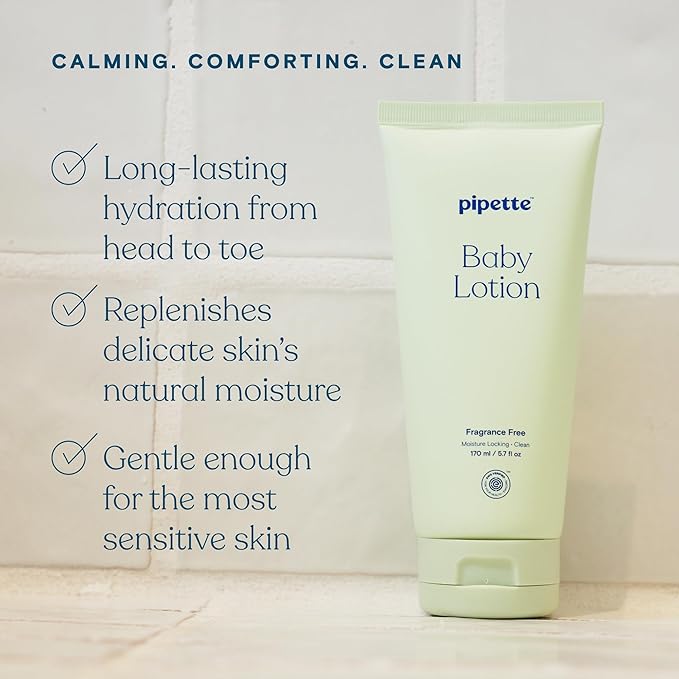 Pipette Fragrance Free Wash and Lotion Duo, Pack of 2, Fragrance Free Baby Shampoo and Body Wash, Unscented Lotion for Newborns, Sensitive Skin, and Kids, Tear-Free Bath Time, Hypoallergenic