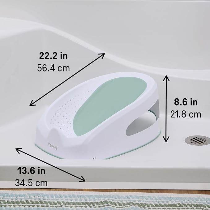 Ingenuity Easy Rinse Baby Bather, Non-Slip Newborn Bath Support for Babies 0-6 Months, Green