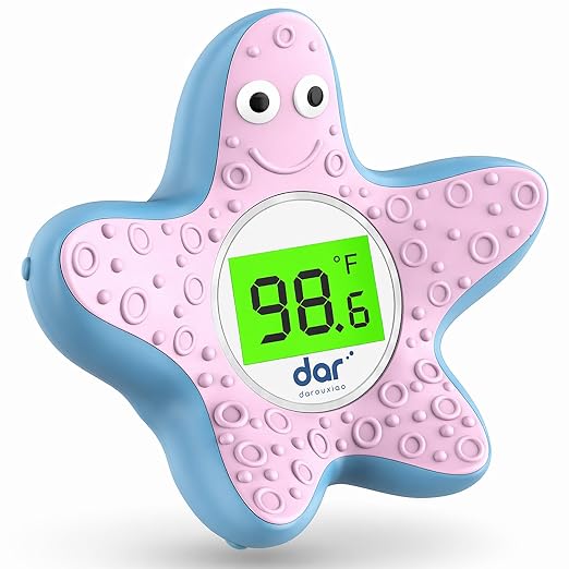 Baby Bath Thermometer for Tub,Floating Digital Water Temperature Thermometer with Instant Accurate Reading,3-Color Safety Light,Auto On/Off for Newborn,Infant & Toddler（Starfish）