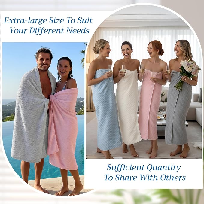 Peryiter 4 Pcs Oversized Bath Towels 40 x 80 Inch Extra Large Pink Blue Beige Gray Bath Sheets for Adults Jumbo Microfiber Towel Coral Velvet Highly Absorbent Bathroom Towels for Adults Home Beach