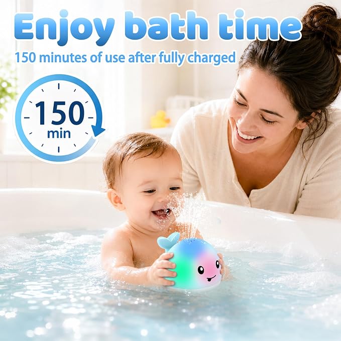 ANGGIKO Baby Bath Toys, Pool Water Table Toy for Babies, Toddler Bath Toys for Kids Ages 1-3, Light Up Whale Bath Toy Sprinkler 1 Year Old Boy Girl Gift Summer Bathtub Fountain Baby Toy 6-12-18 Months