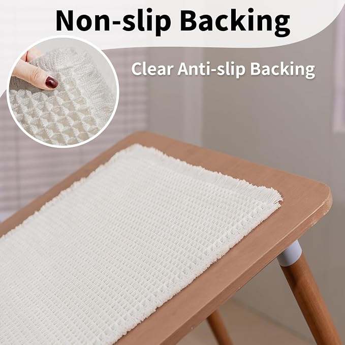 White Long Bathroom Rugs, Waffle Runner Bath Mat Non Slip Washable, Super Absorbent & Quick Dry, Boho Bath Mat Farmhouse Bathroom Decor, 24'' x 72'', White