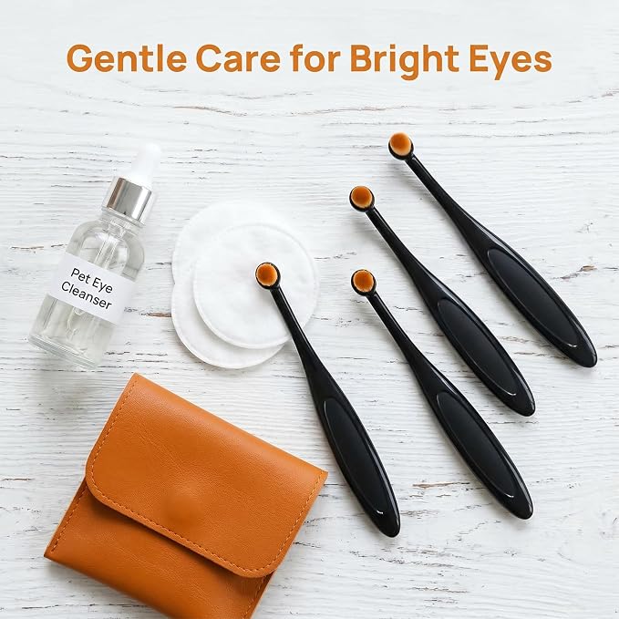 Pro Pet Applicator Brushes (4 Pcs): Superfine Fiber Tear Stain Tools for Dogs & Cats | Gentle Eye Brush for Eye Envy Tear Stain Remover for Dogs (Cats Compatible), Washable Pro Grooming Kit