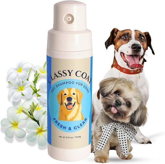 Dry Shampoo & Coat Deodorizer for Dogs (Fresh & Clean) | Waterless No-Rinse Squeeze Bottle Powder Formula | Calming Lavender Scent | Talc and Alcohol Free | Safe for Sensitive Skin | Made in USA