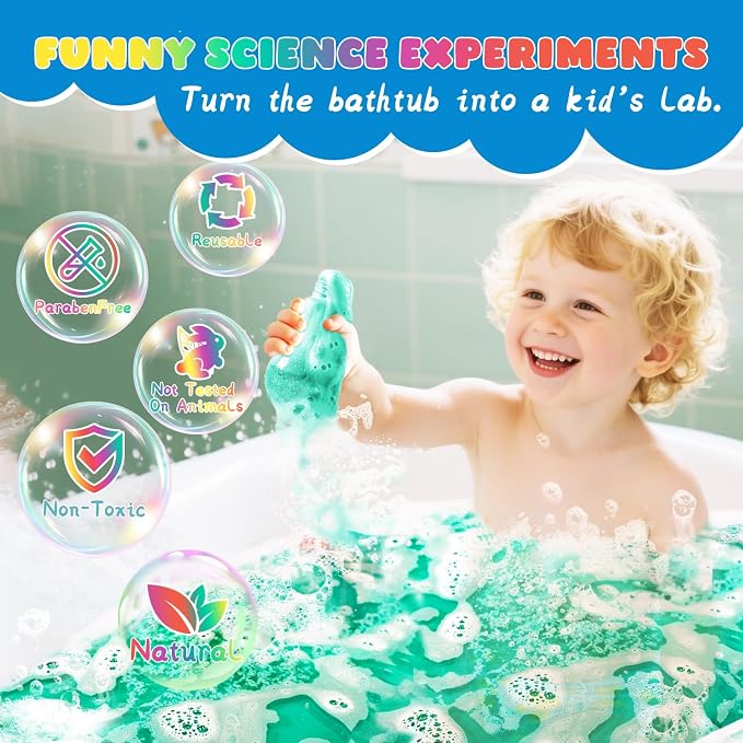Potion Kits Bath Bombs for Kids, STEM Gifts for Boys & Girls | Halloween Colorful Fizzy Bubble Bath for Fun and Educational Bath Time, Cool Foam Explosion Bath Toys for Kids Ages 3-12