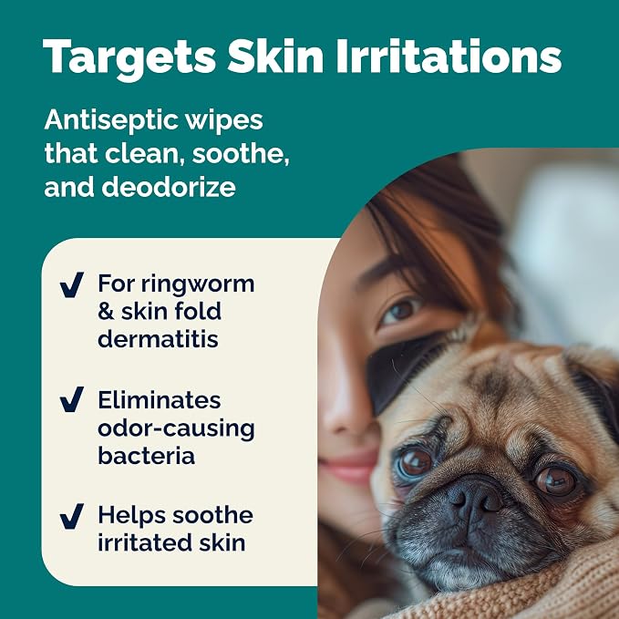 Vetnique Dermabliss Chlorhexidine & Ketoconazole Medicated Dog Wipes, 50ct Small | Antibacterial & Antifungal Anti-Itch Wipes for Hot Spots, Yeasty Paws, Smelly Skin Folds & Allergy Relief, Dogs & Cats