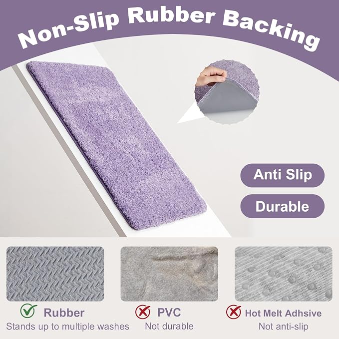 TYUU Large Bathroom Rugs, Ultra Soft Super Absorbent Bath Rugs Non Slip Washable Quick Dry Bath Mat with Rubber Backing for Bathroom Floor, Shower, or Sink, Lavender 3' x 4'
