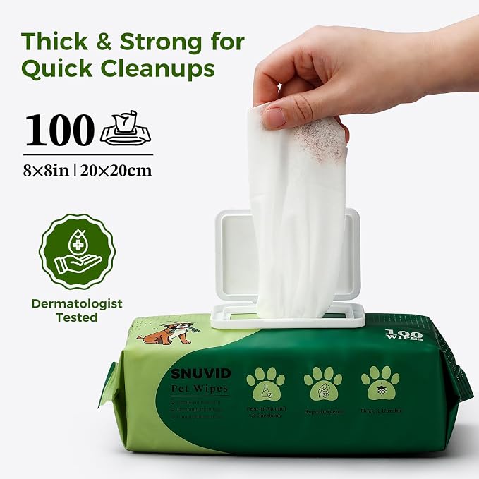 600 Count Dog Wipes, Pet Wipes for Dogs & Cats, Hypoallergenic, Fragrance-Free Grooming Wipes for Cleaning & Hydrating Paws, Body & Butt | Sensitive Skin with Aloe Vera - Unscented