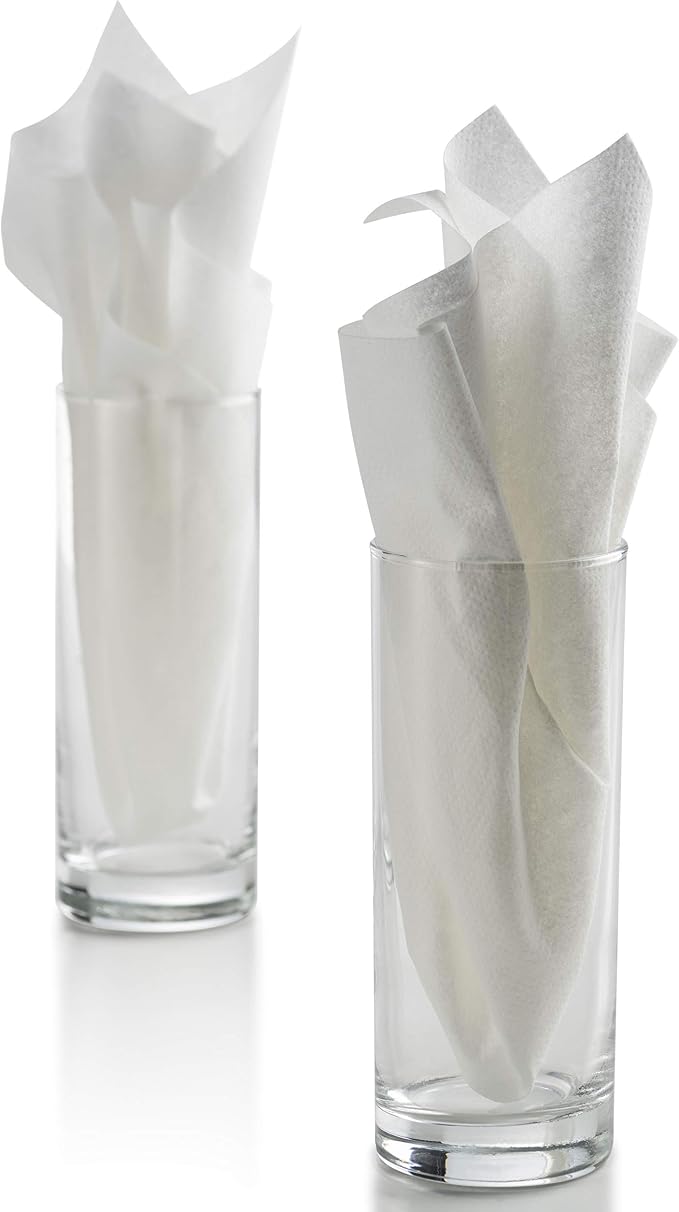 Lintext Disposable Linen-Feel Guest Towels - 12" x 17" Cloth-Like Hand Towels - Made In USA, Soft And Absorbent Paper Napkin For Bathroom, Kitchen, Or Event [Extra-Soft - Pack of 50], White